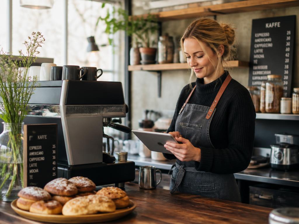En småföretagare inom Café, restaurang & butik använder Sifferbox i vardagen